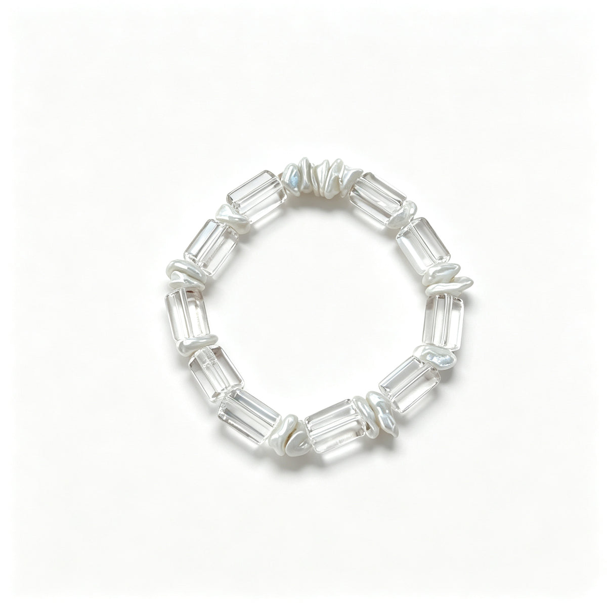 Baroque Pearl & Cut Crystal Stretch Bracelet