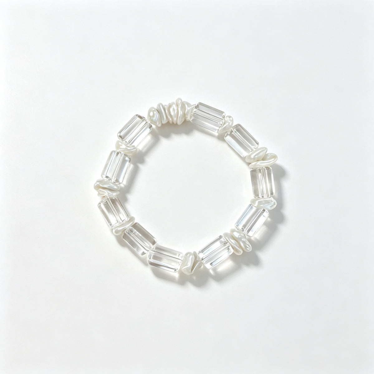 Baroque Pearl & Cut Crystal Stretch Bracelet