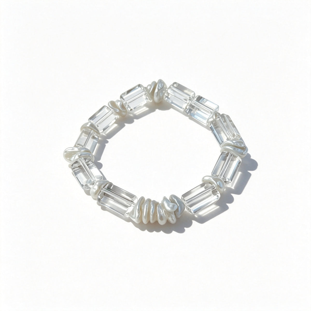 Baroque Pearl & Cut Crystal Stretch Bracelet