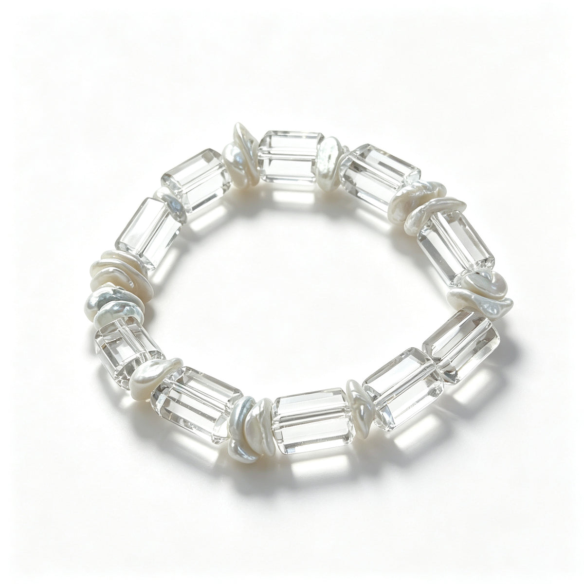 Baroque Pearl & Cut Crystal Stretch Bracelet
