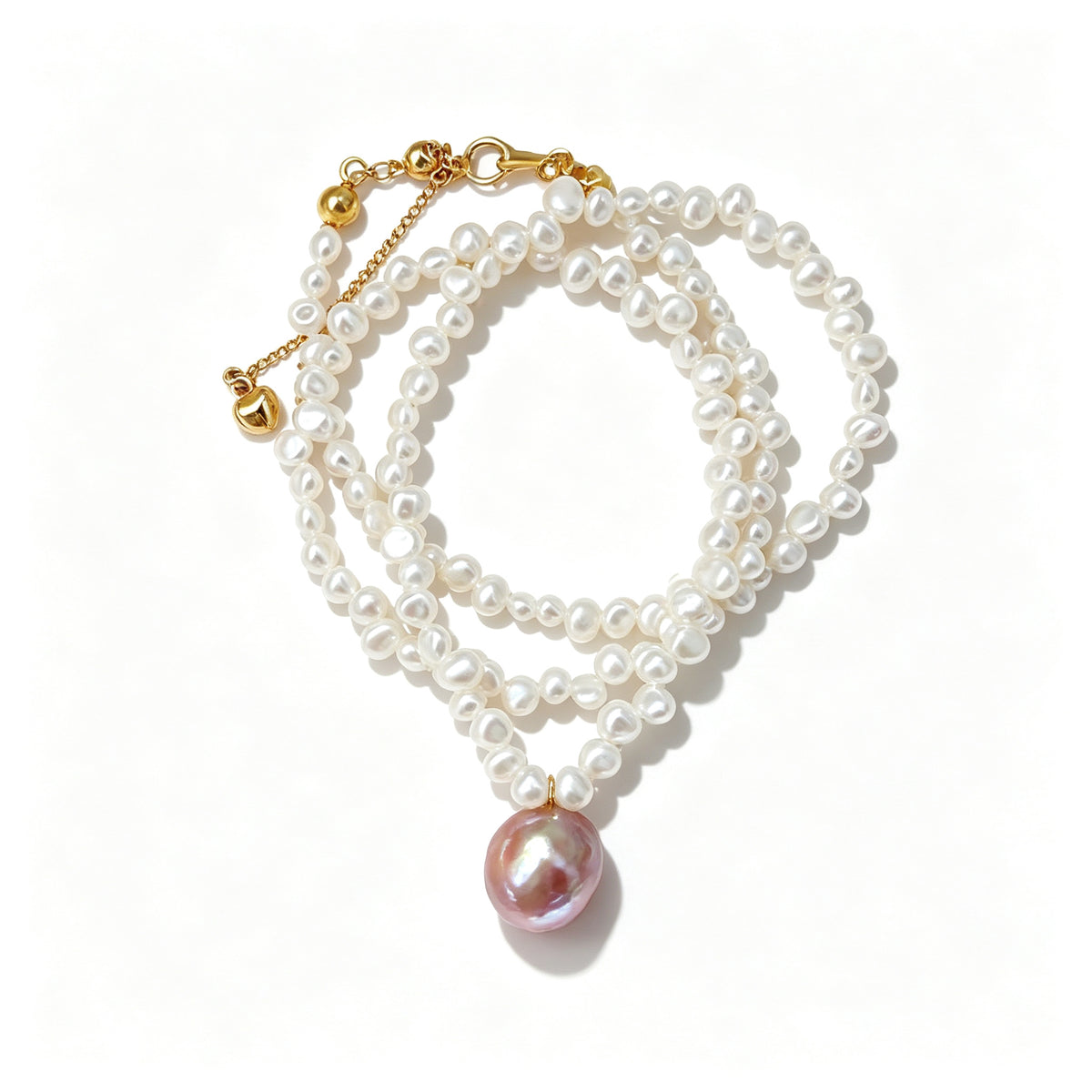 "Lace" Baroque Pearl Pendant Choker Necklace (18K Gold Plated)