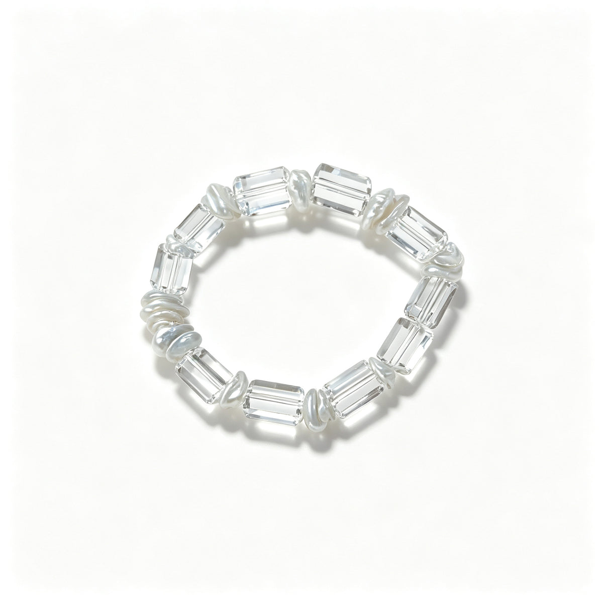 Baroque Pearl & Cut Crystal Stretch Bracelet