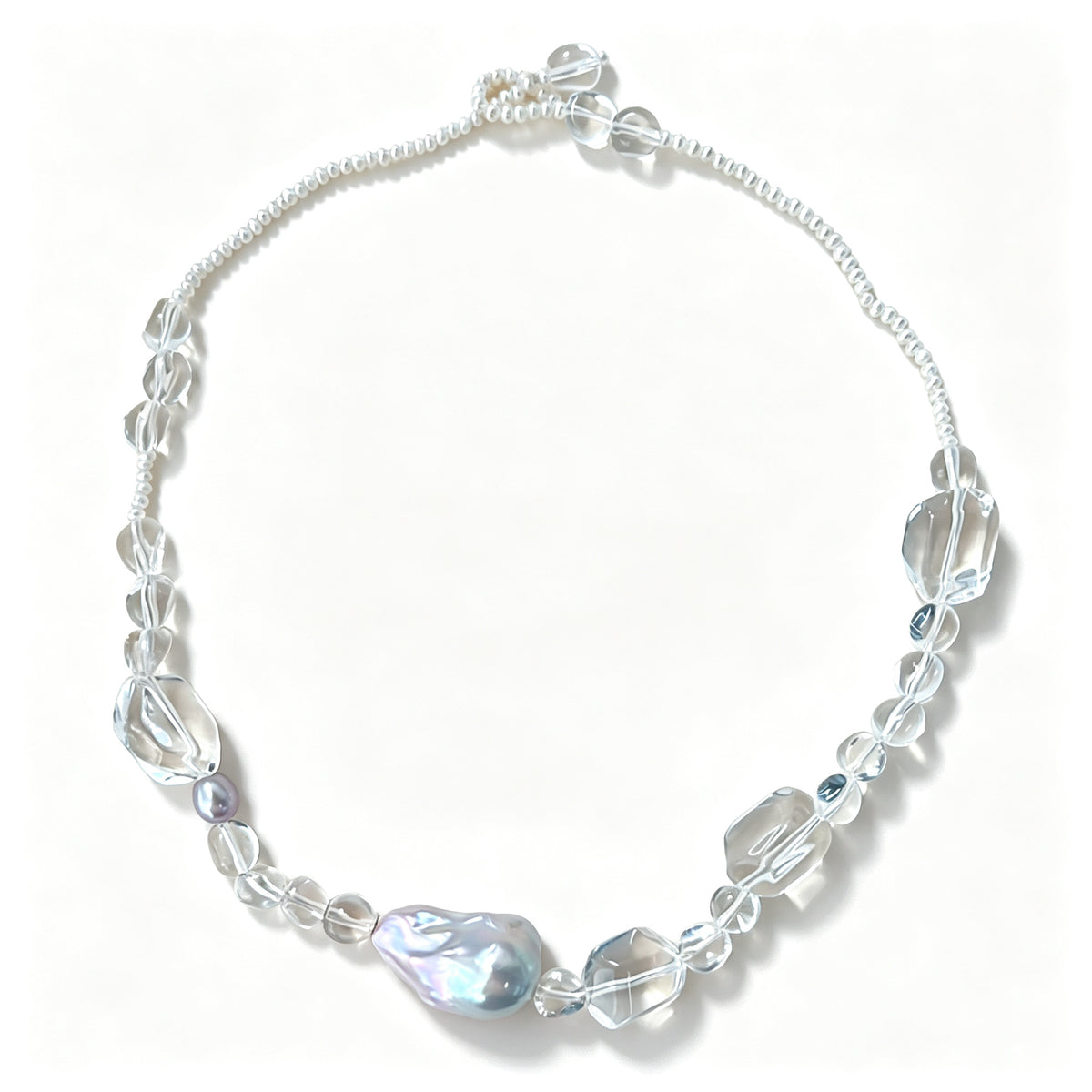 Baroque Pearl & Clear Crystal Glass Necklace