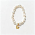 "Gardener's Delight" Pearl & Gold Disc Charm Bracelet