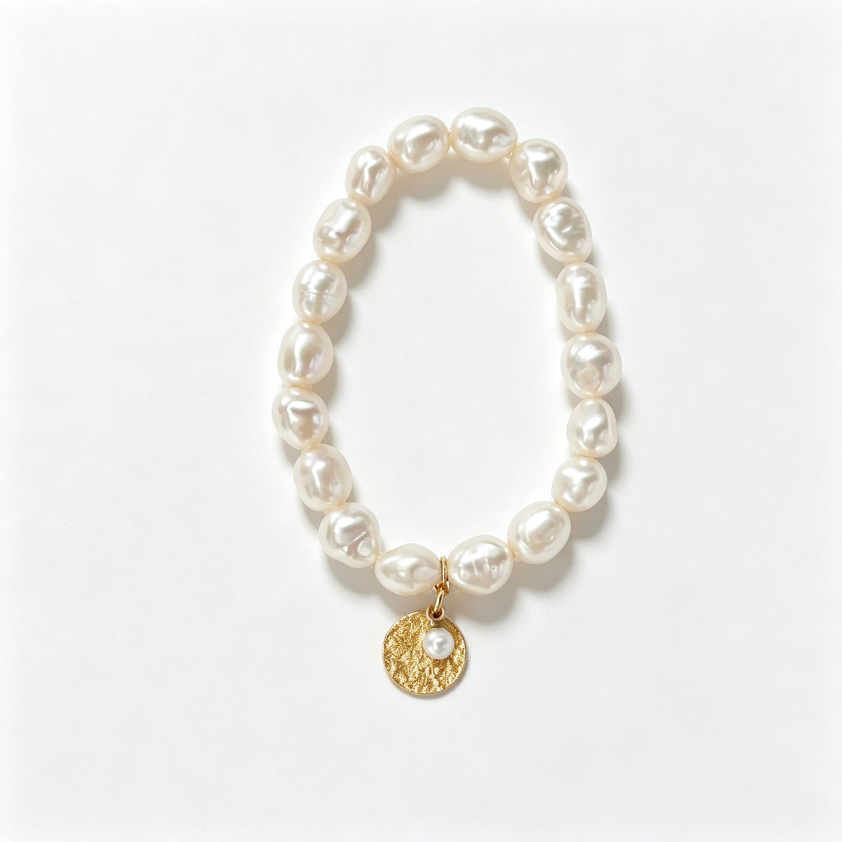 "Gardener's Delight" Pearl & Gold Disc Charm Bracelet