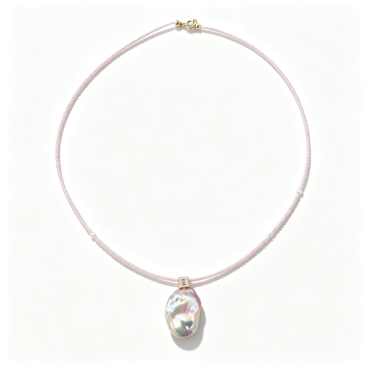 "Pink Diamond" Baroque Pearl Necklace (14K Gold Filled)