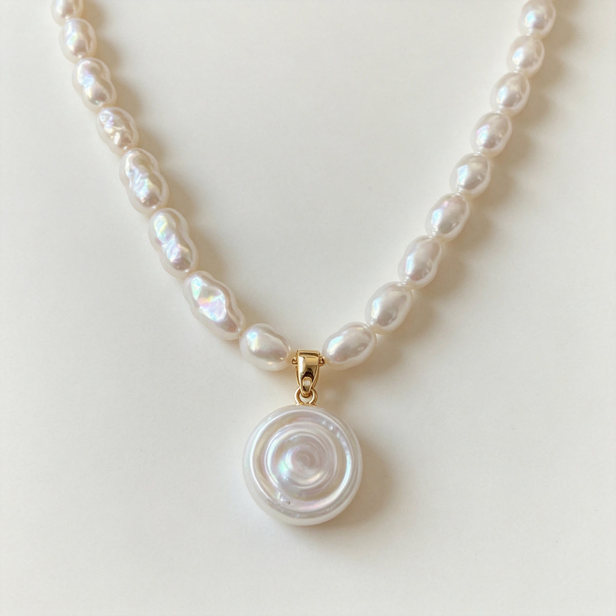 Vintage Roman Beaded Pearl Necklace (14K Gold Filled)