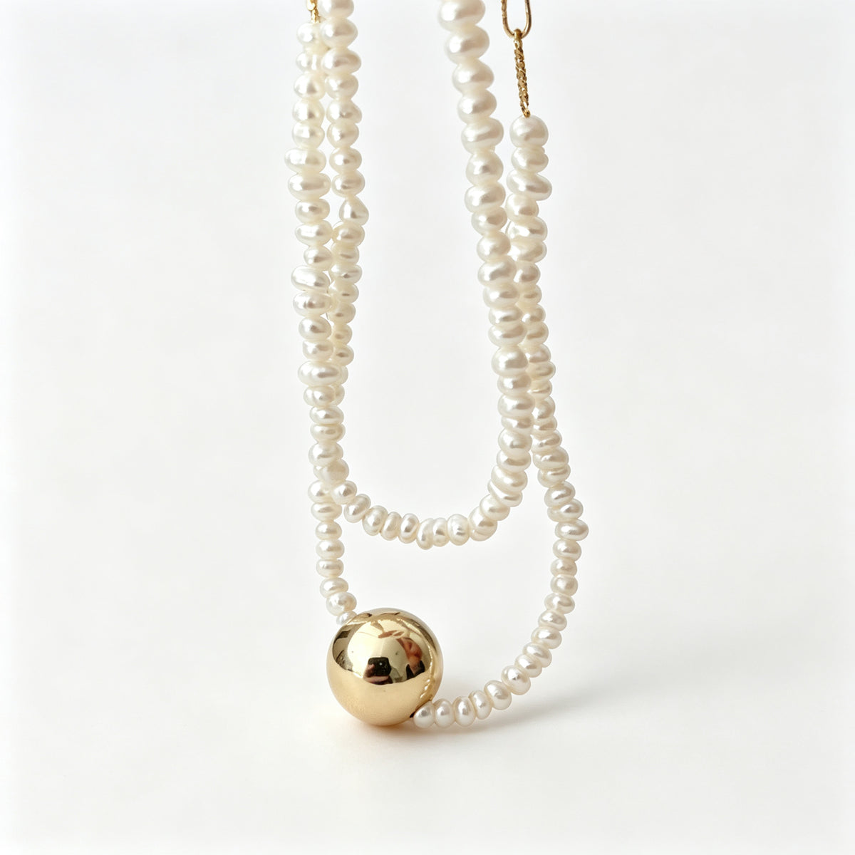 18K Gold Ball & Baroque Pearl Adjustable Bracelet