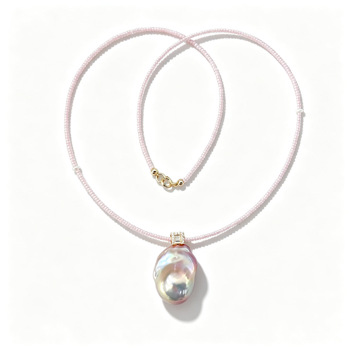 "Pink Diamond" Baroque Pearl Necklace (14K Gold Filled)