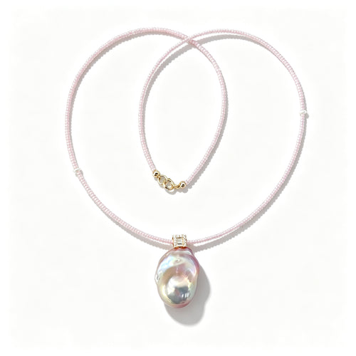 "Pink Diamond" Baroque Pearl Necklace (14K Gold Filled)