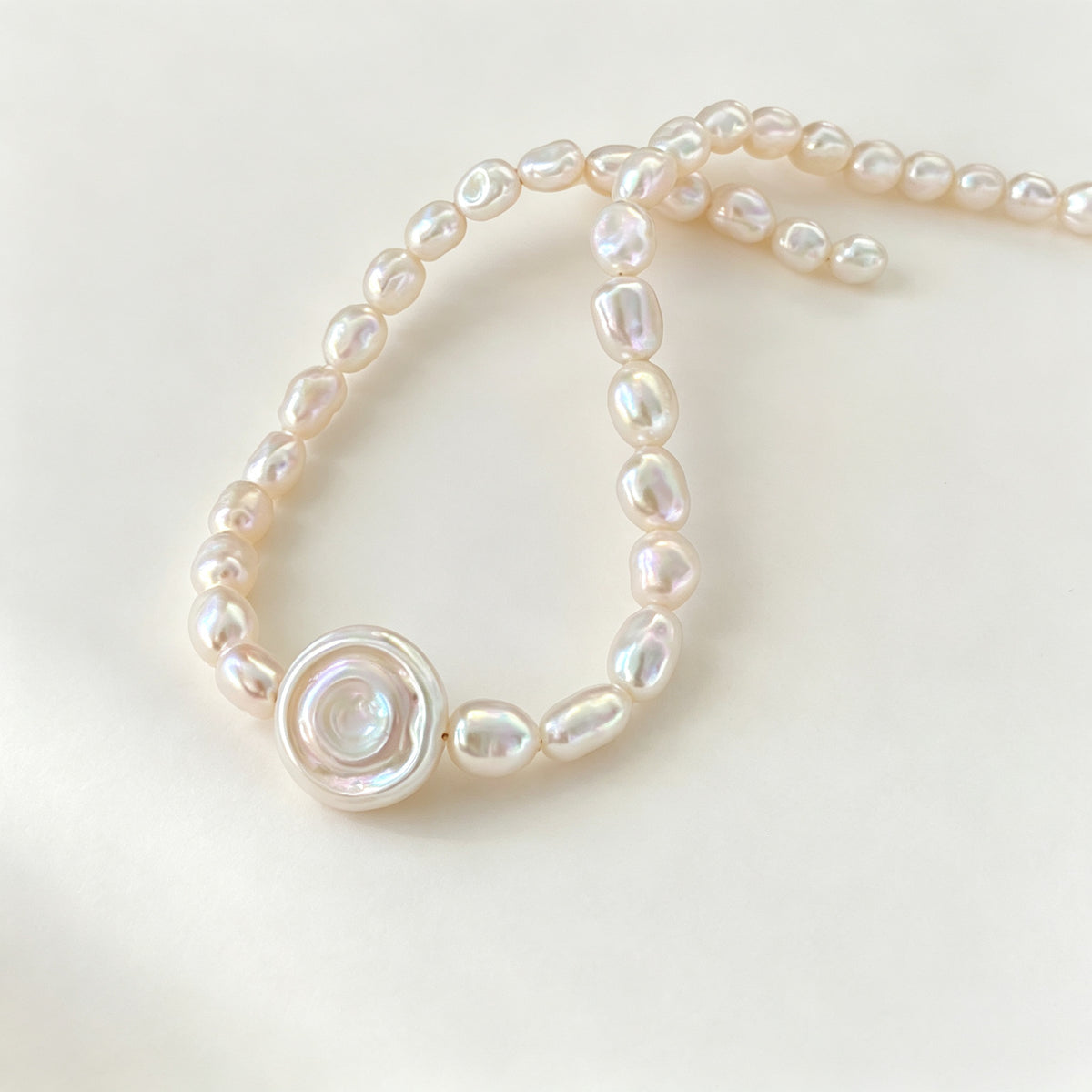 Vintage Roman Beaded Pearl Necklace (14K Gold Filled)