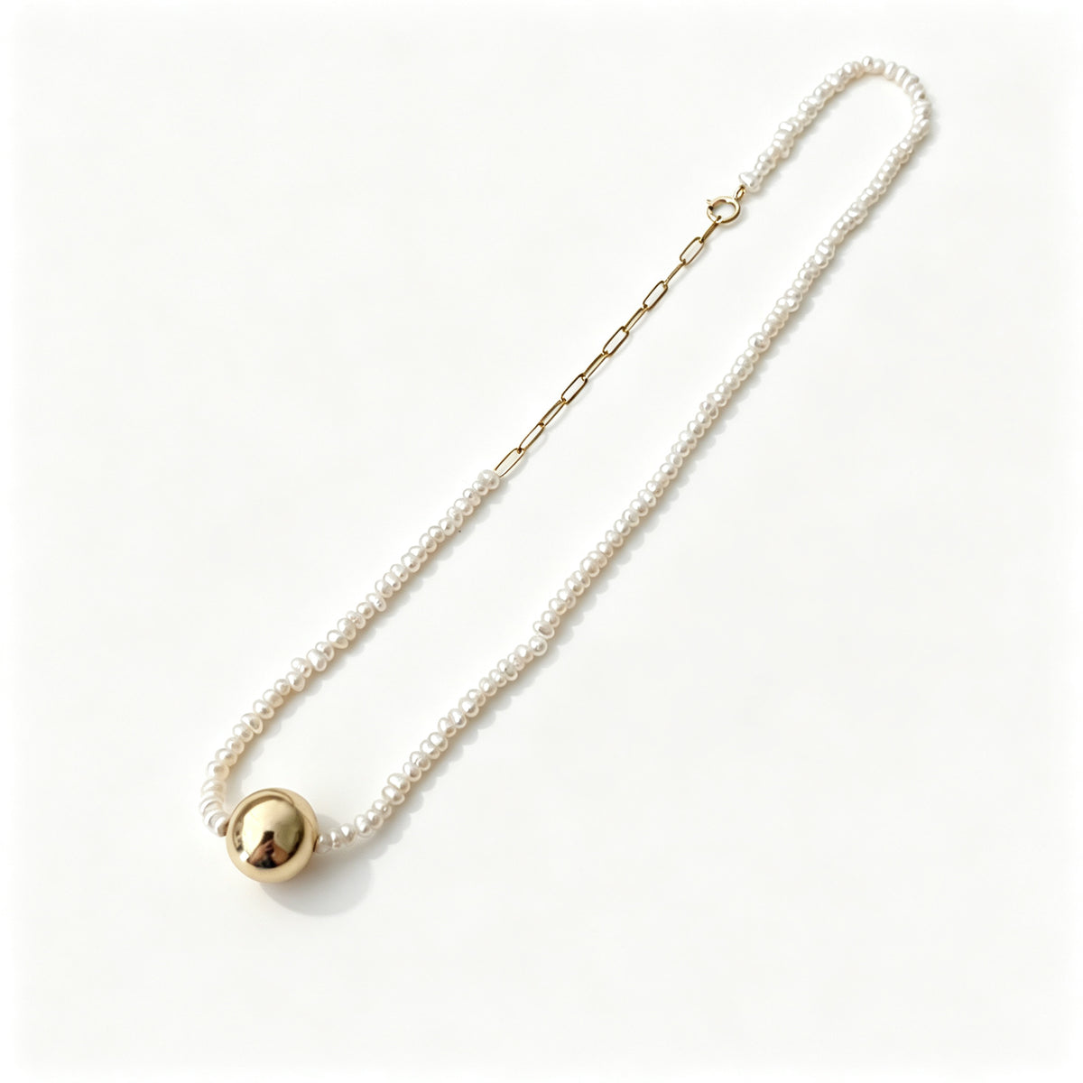 18K Gold Ball & Baroque Pearl Adjustable Bracelet