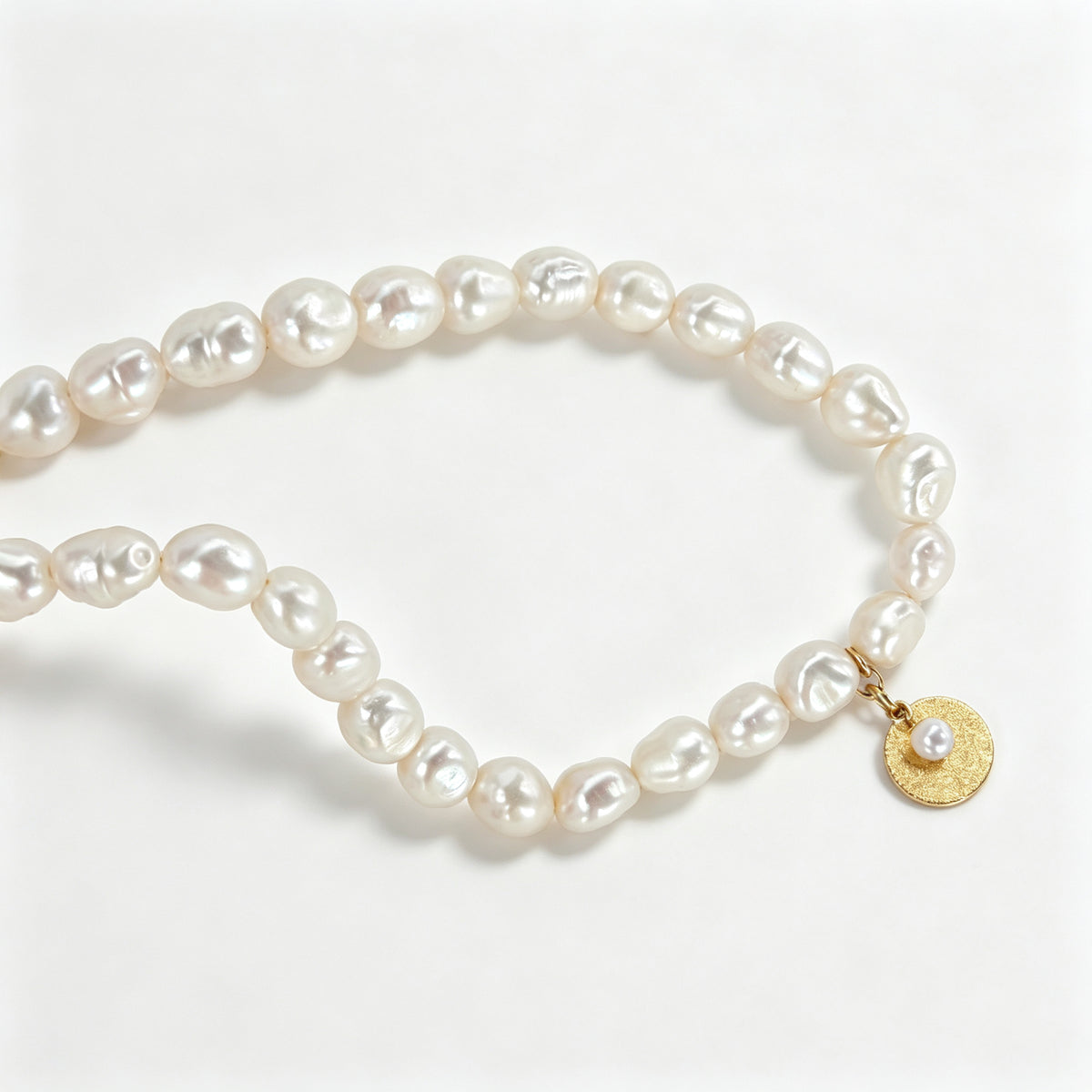 "Gardenia" Baroque Pearl & Coin Necklace (925 Silver)