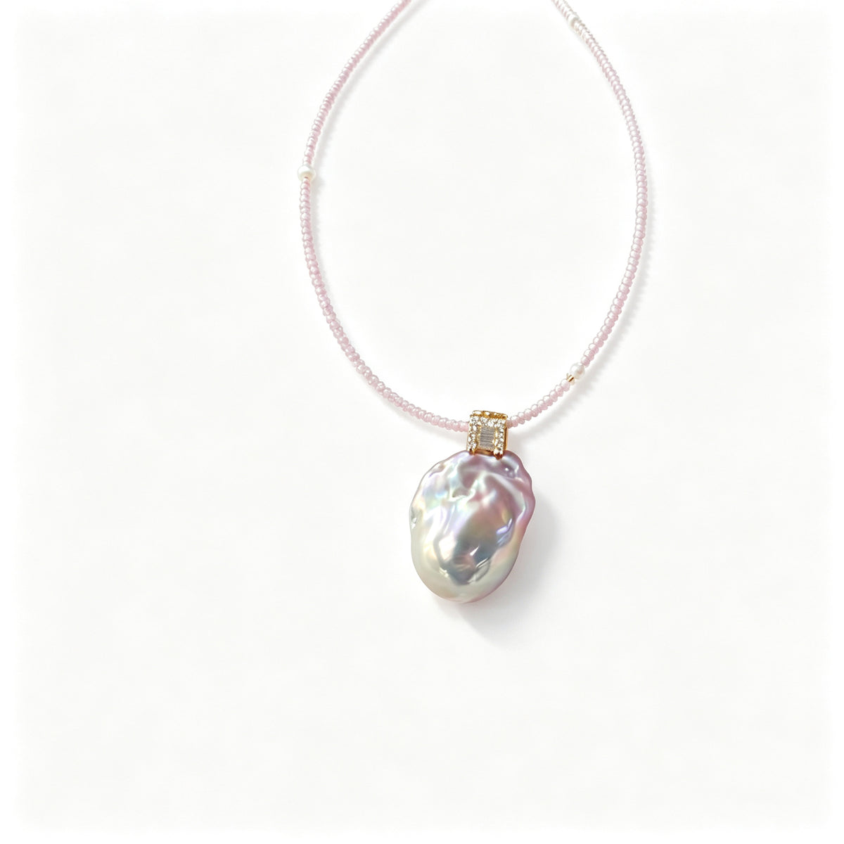 "Pink Diamond" Baroque Pearl Necklace (14K Gold Filled)