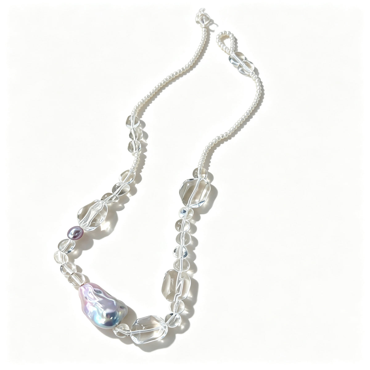 Baroque Pearl & Clear Crystal Glass Necklace