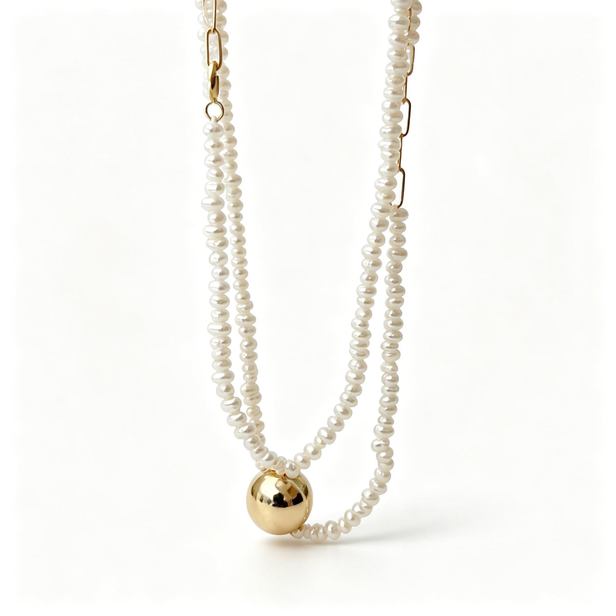 18K Gold Ball & Baroque Pearl Adjustable Bracelet