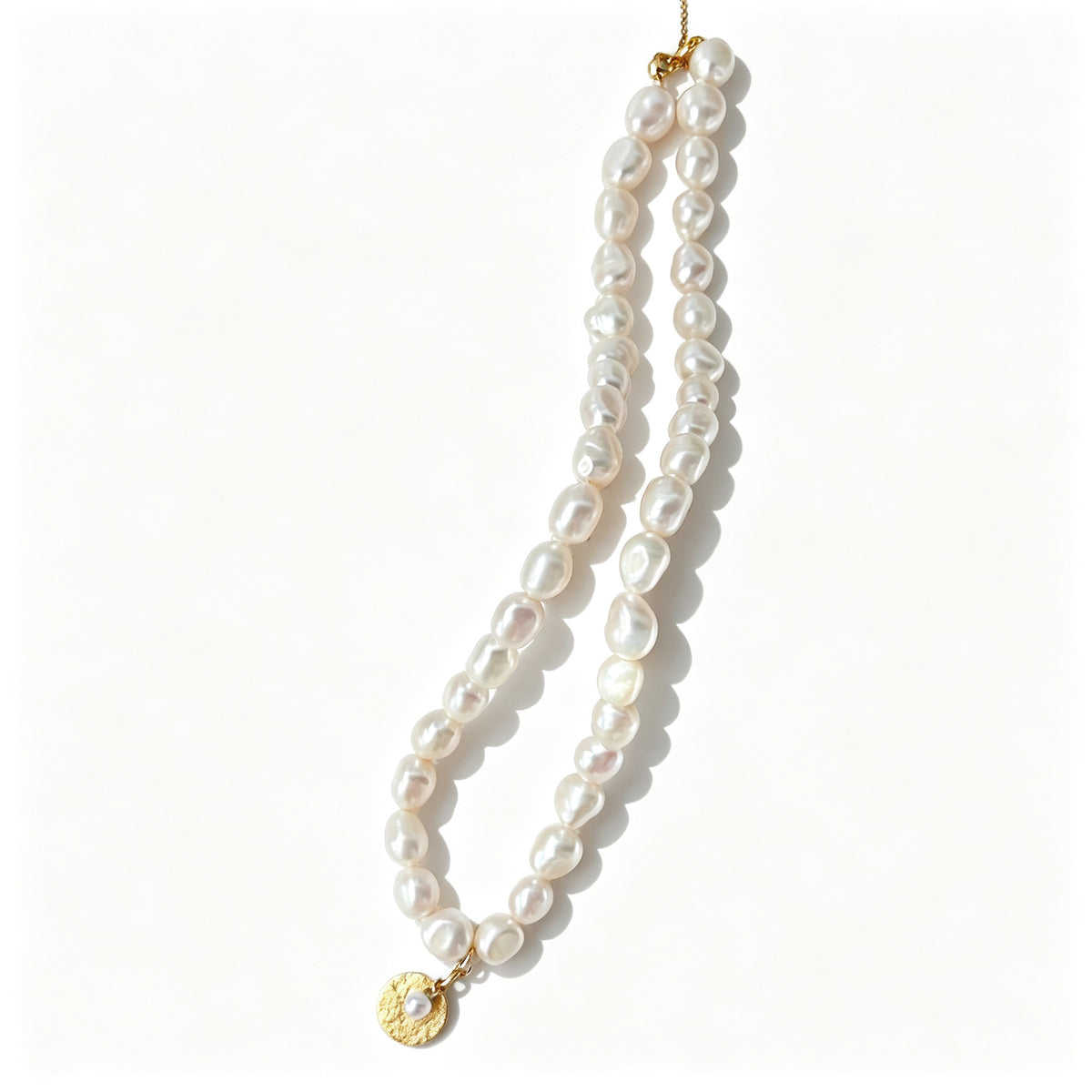 "Gardenia" Baroque Pearl & Coin Necklace (925 Silver)