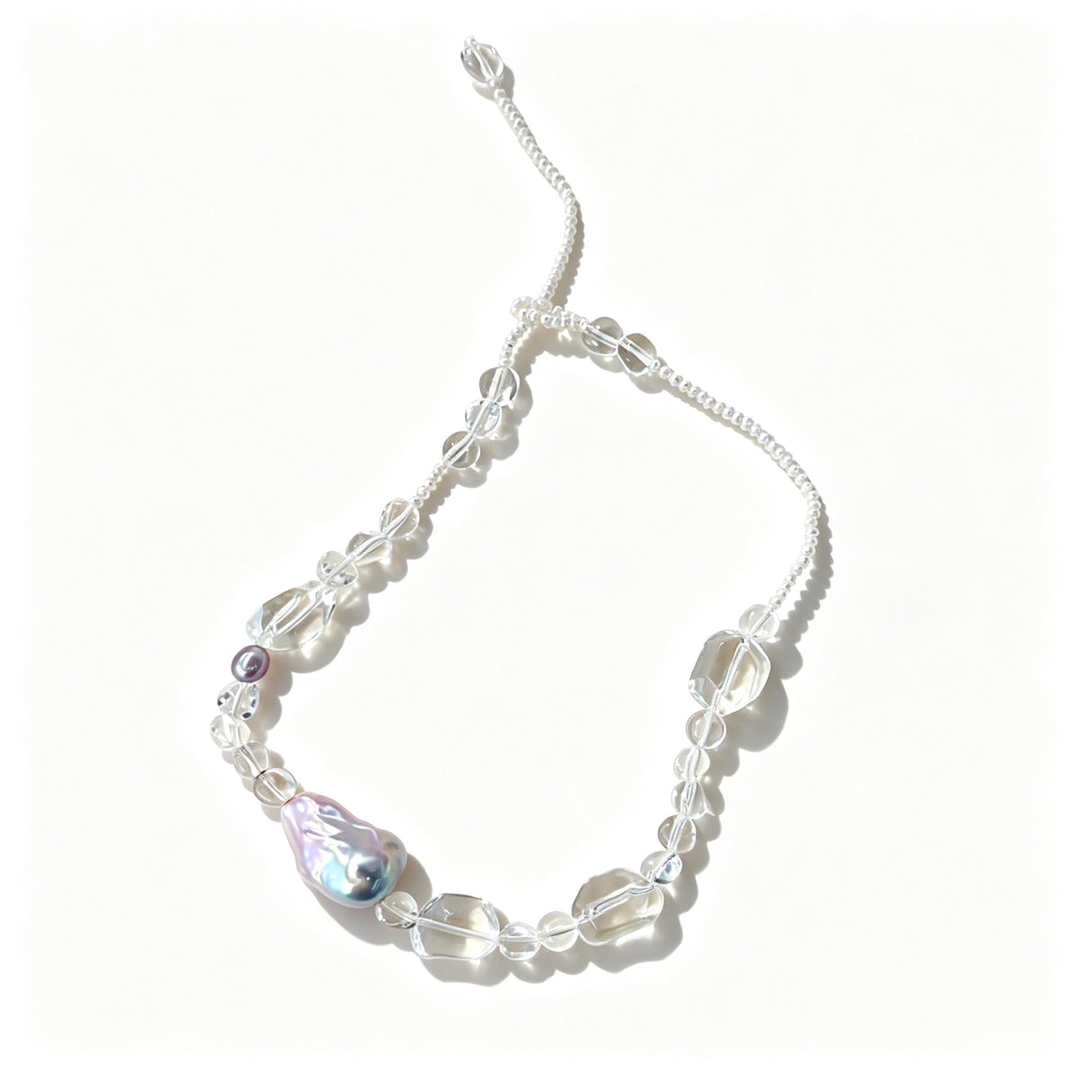 Baroque Pearl & Clear Crystal Glass Necklace