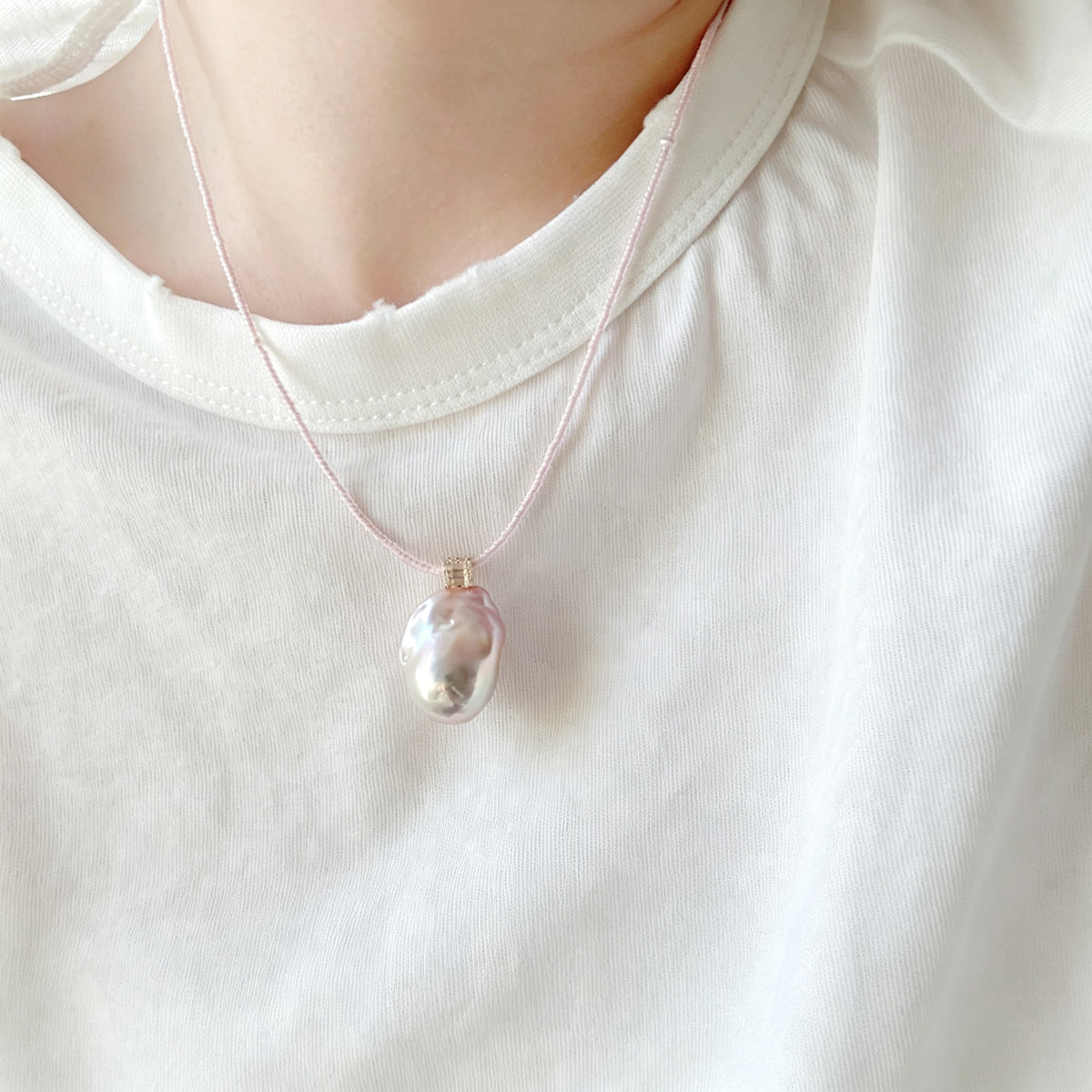 "Pink Diamond" Baroque Pearl Necklace (14K Gold Filled)