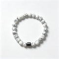 White Howlite & Hematite Stretch Bracelet (8mm)