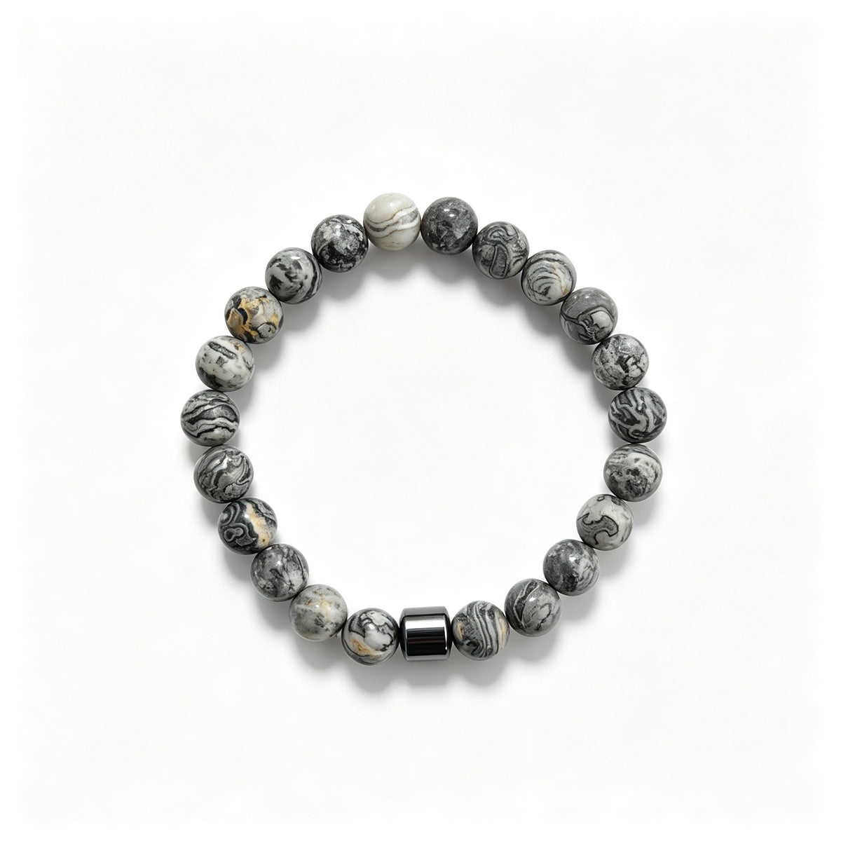 Map Jasper & Hematite Stretch Bracelet (8mm)