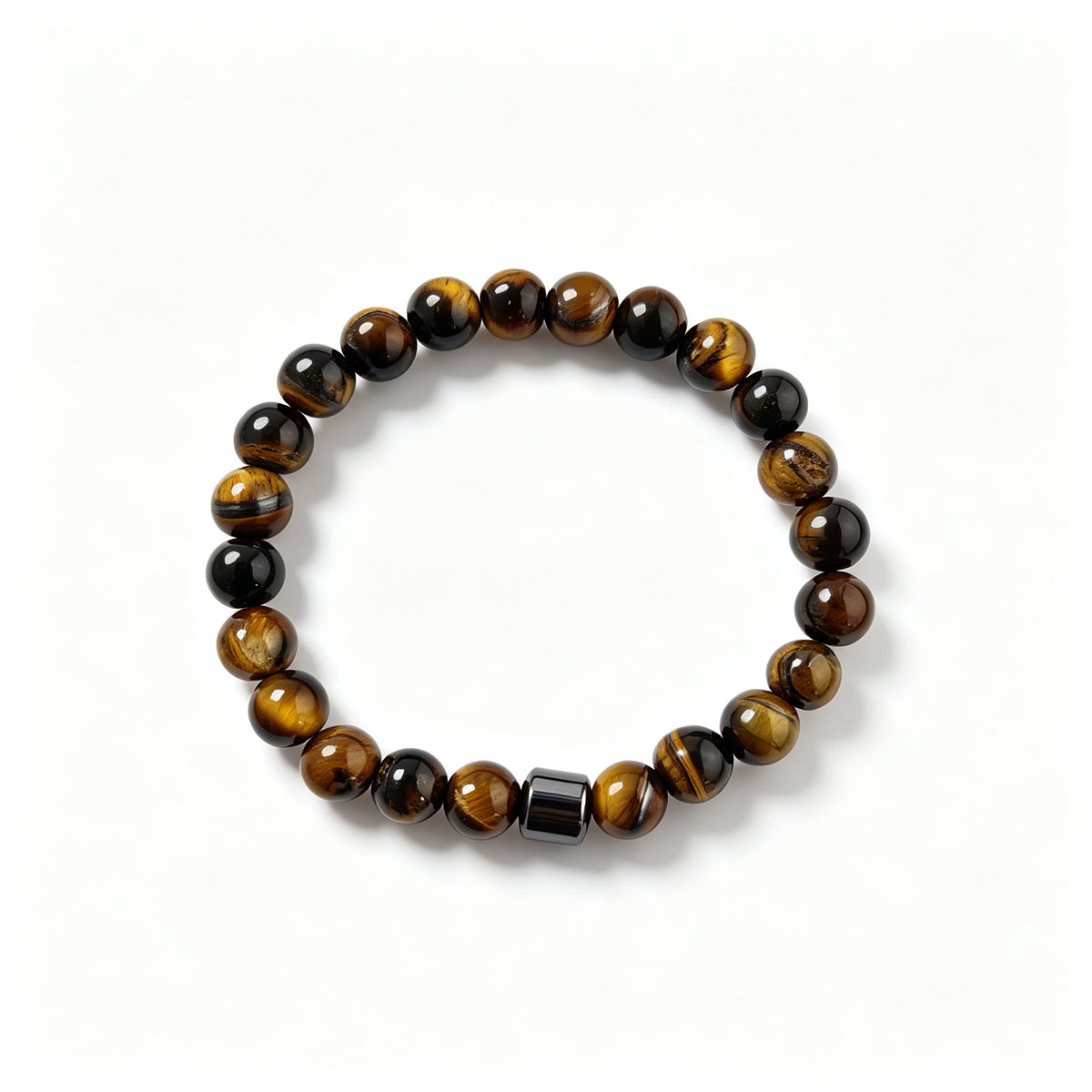 Red Tiger Eye Pattern & Hematite Stretch Bracelet (8mm)