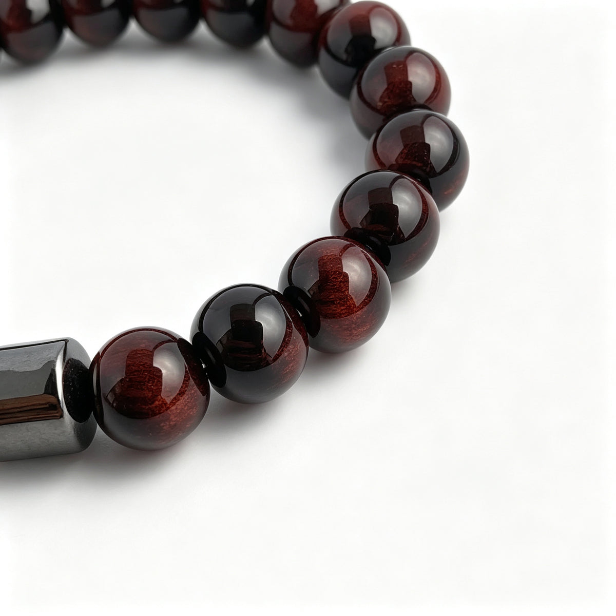 Red Tiger Eye & Hematite Stretch Bracelet (8mm)