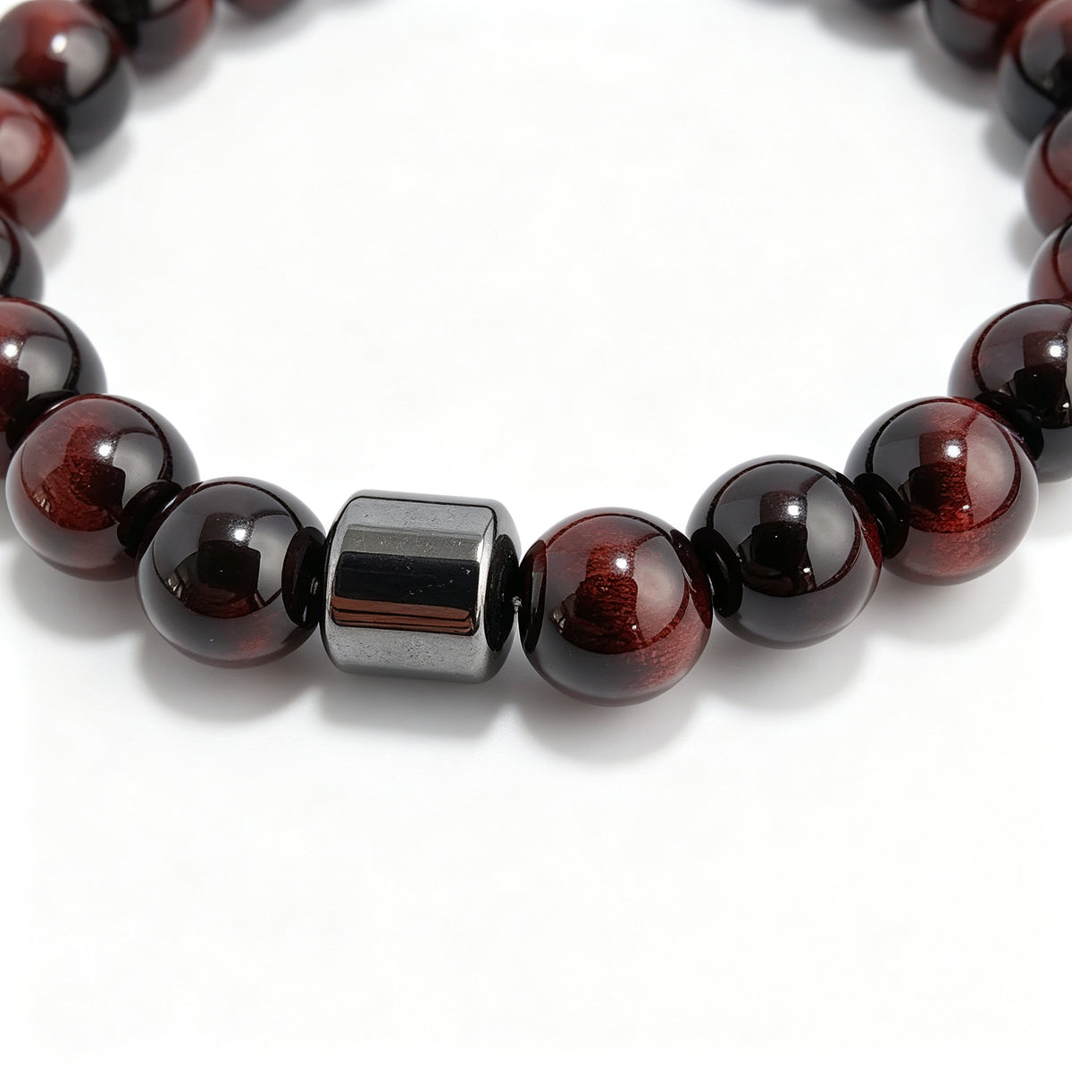 Red Tiger Eye & Hematite Stretch Bracelet (8mm)