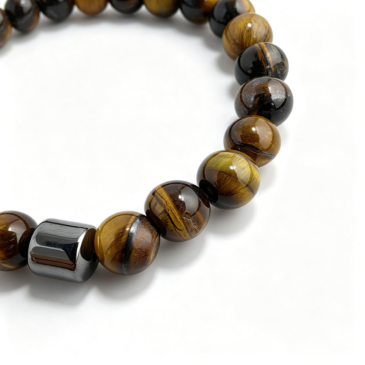 Red Tiger Eye Pattern & Hematite Stretch Bracelet (8mm)