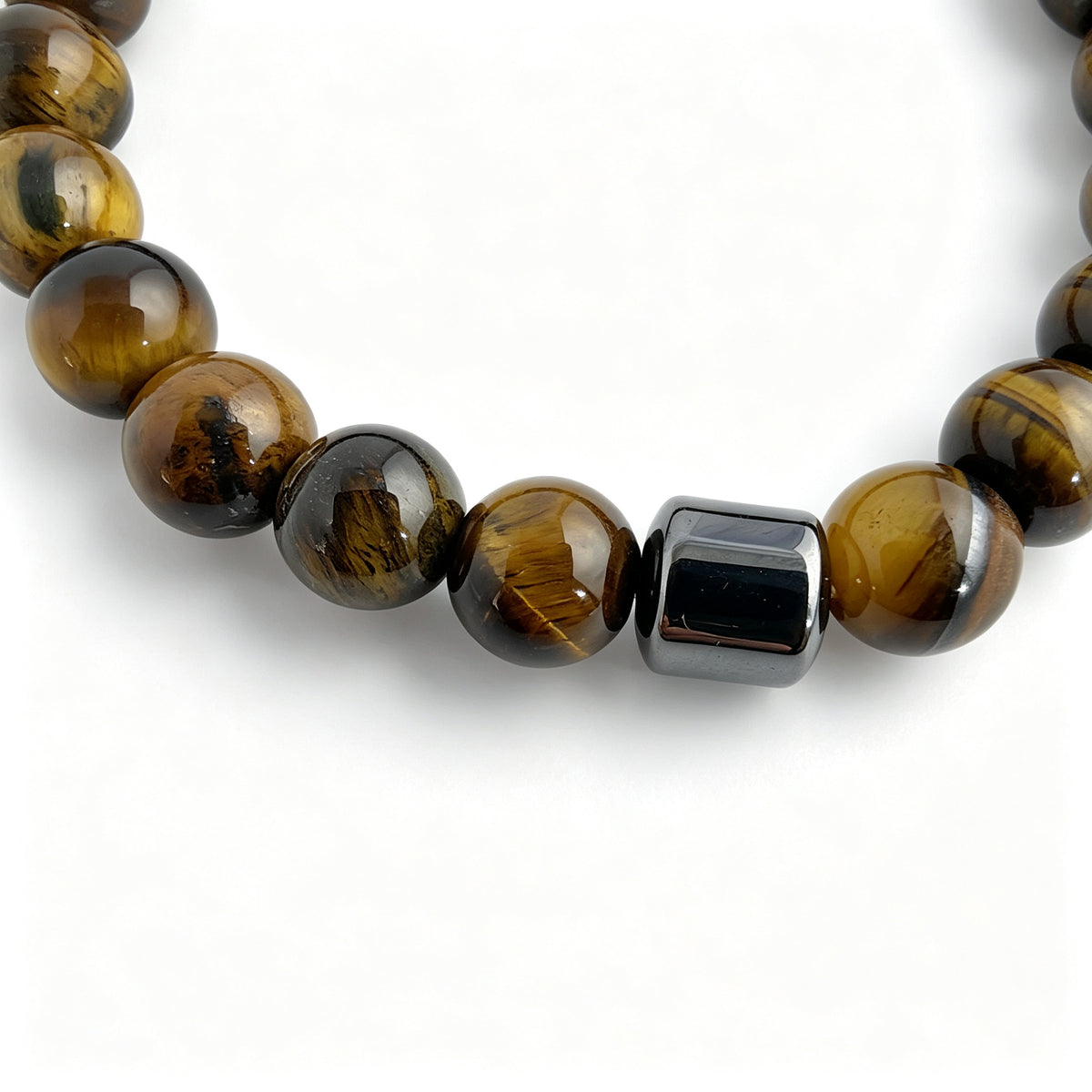 Red Tiger Eye Pattern & Hematite Stretch Bracelet (8mm)