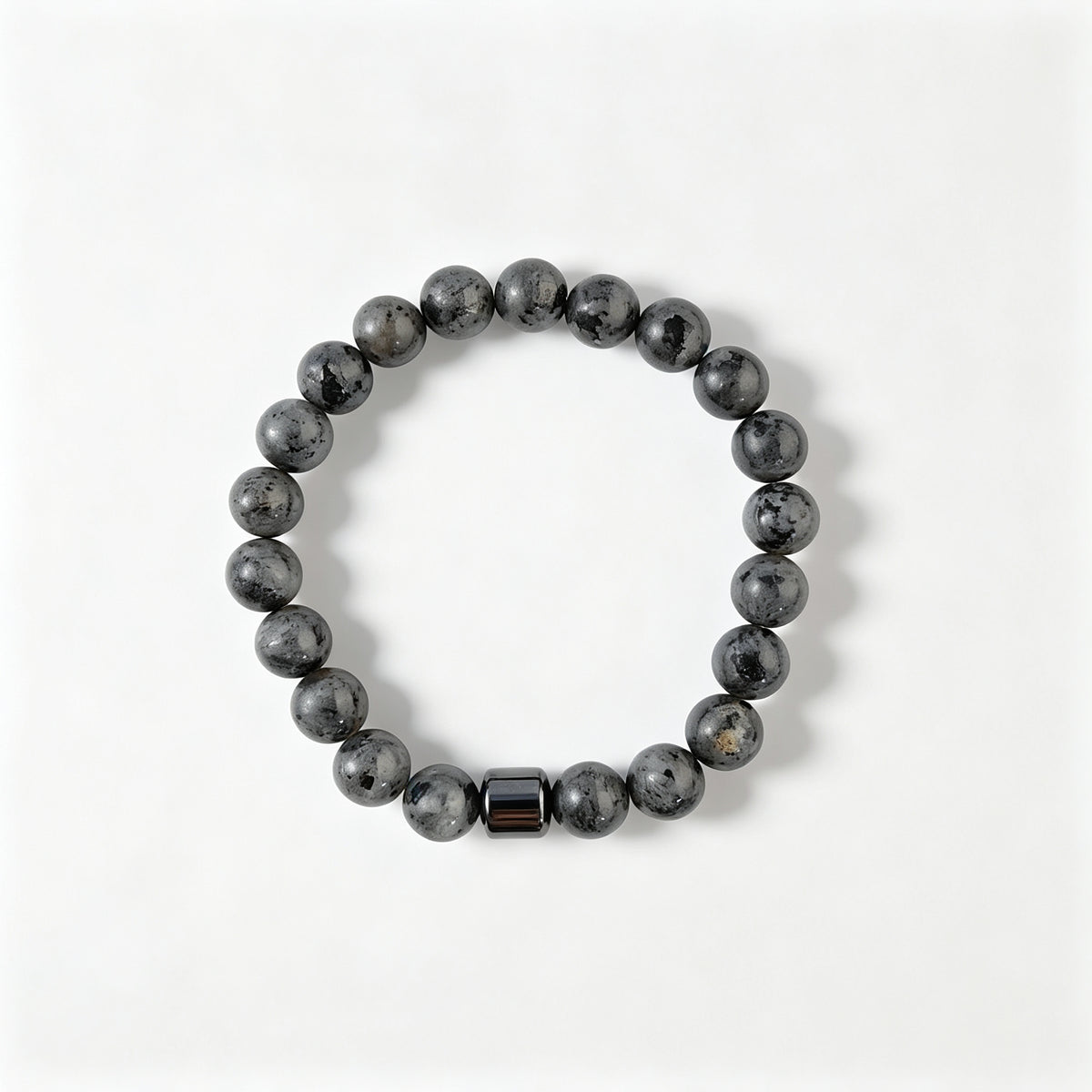 Flash Pattern Stone & Hematite Stretch Bracelet (8mm)