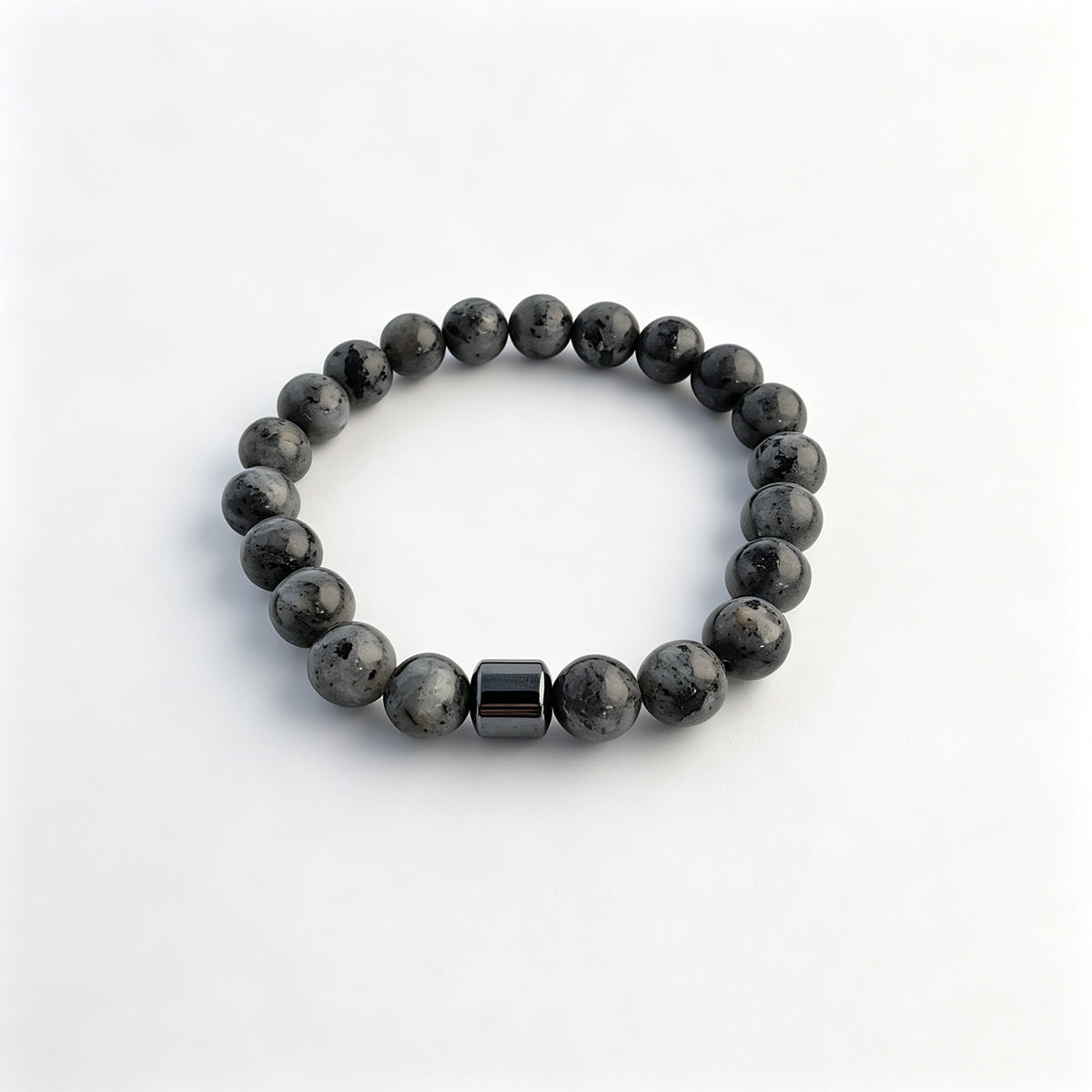 Flash Pattern Stone & Hematite Stretch Bracelet (8mm)