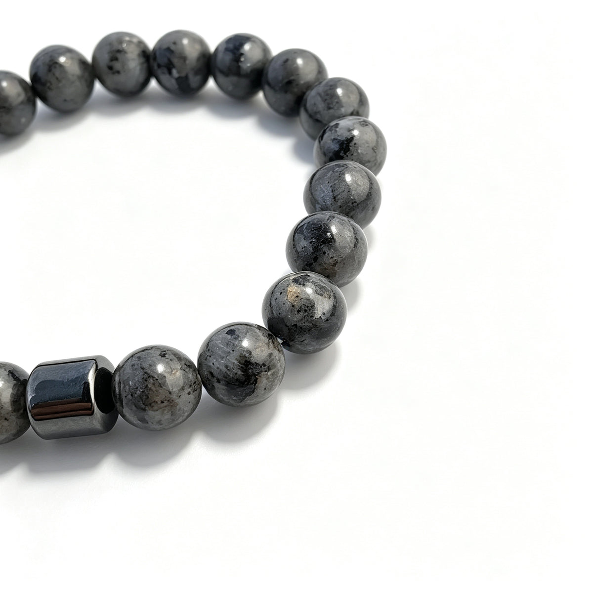 Flash Pattern Stone & Hematite Stretch Bracelet (8mm)