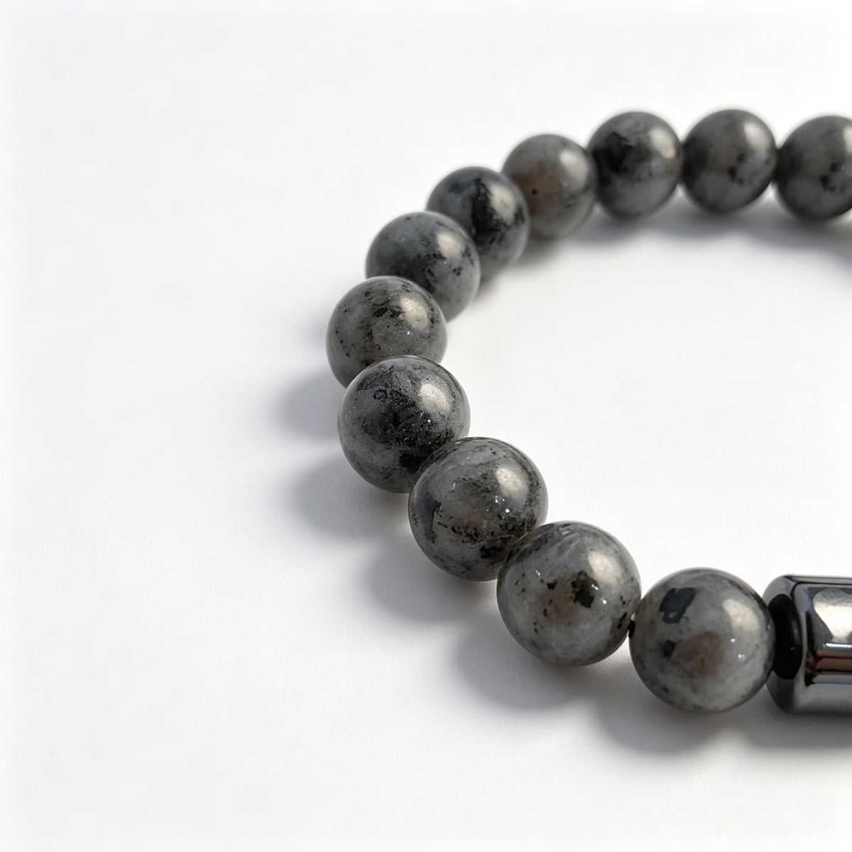 Flash Pattern Stone & Hematite Stretch Bracelet (8mm)