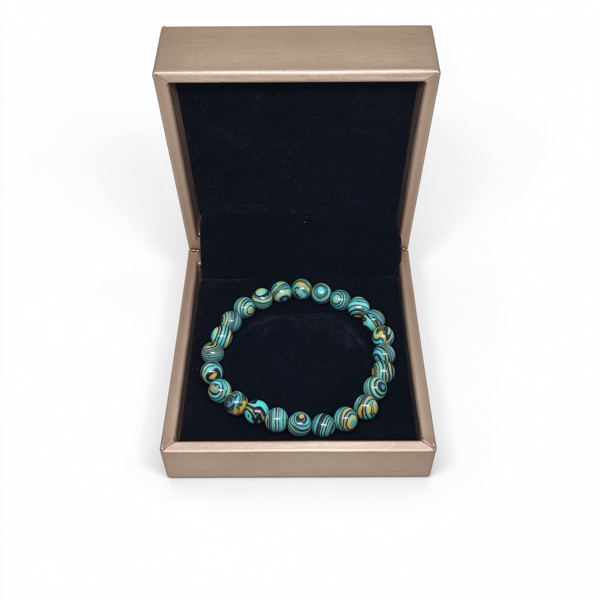 Peacock Green Stone Stretch Bracelet (8mm)