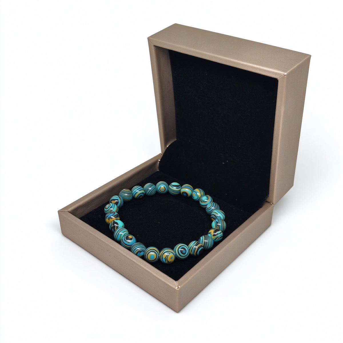 Peacock Green Stone Stretch Bracelet (8mm)