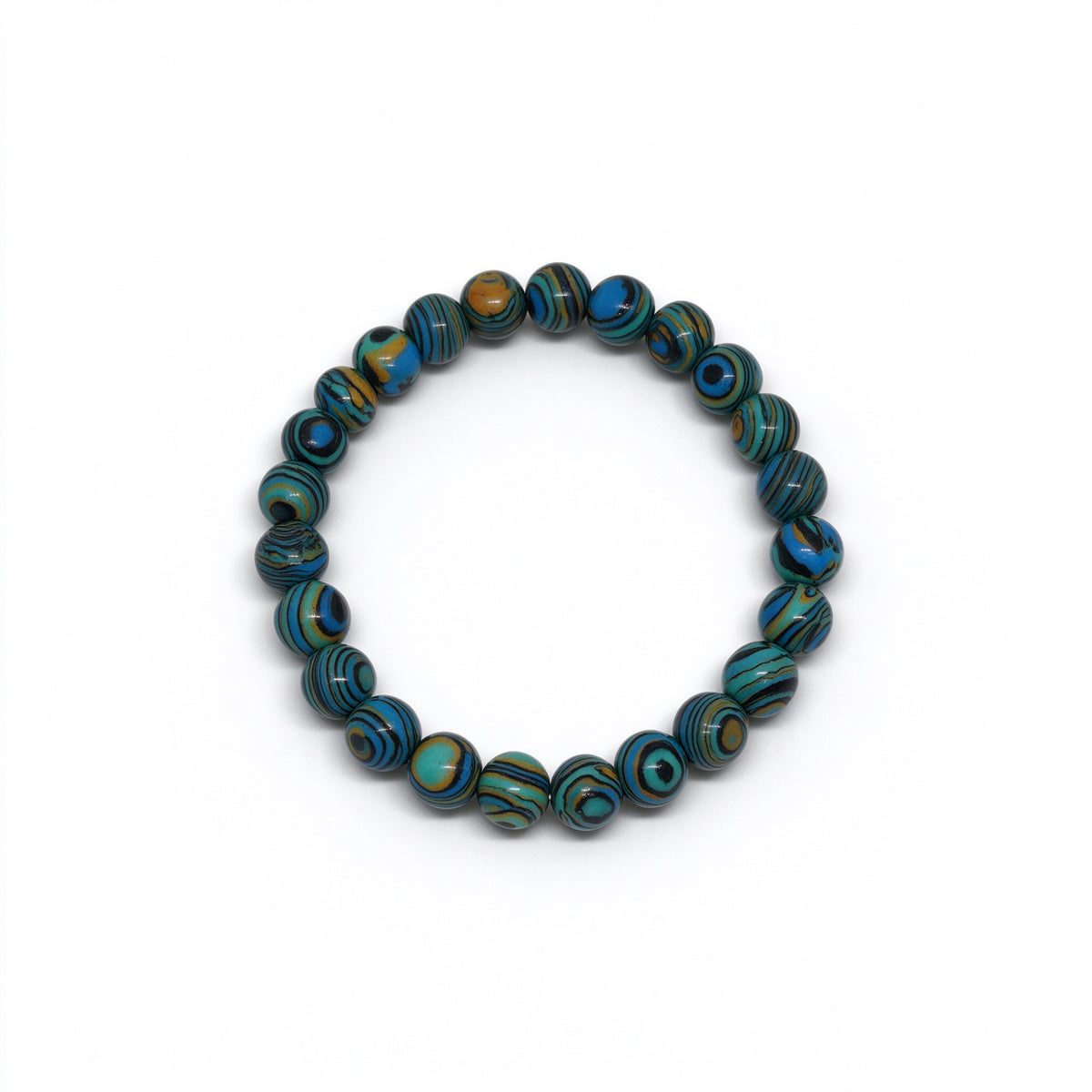 Peacock Green Stone Stretch Bracelet (8mm)