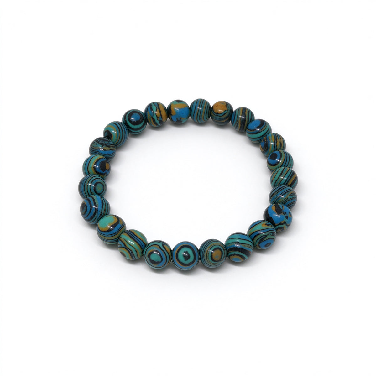 Peacock Green Stone Stretch Bracelet (8mm)