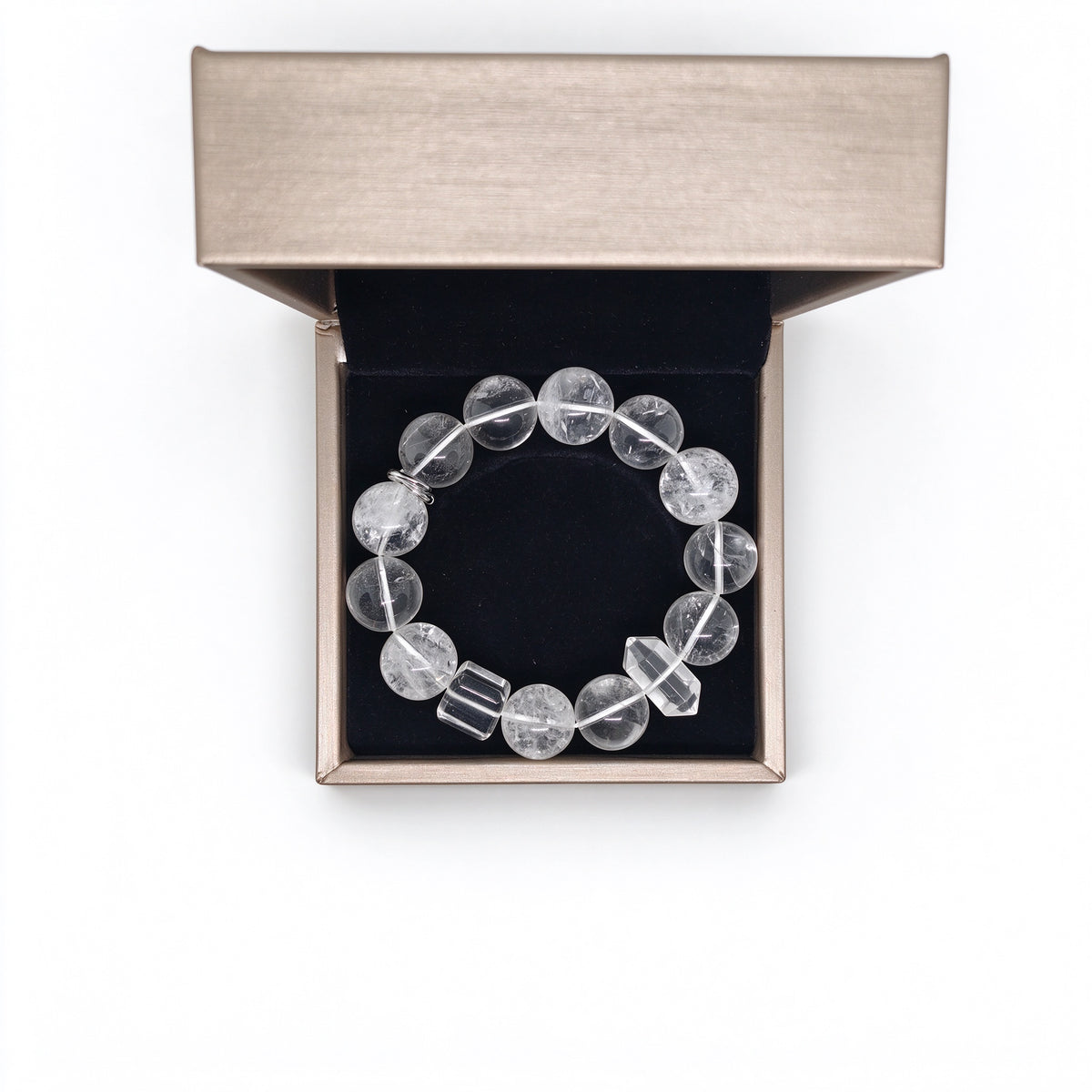 White Azeztulite Clear Quartz Bracelet Close-Up