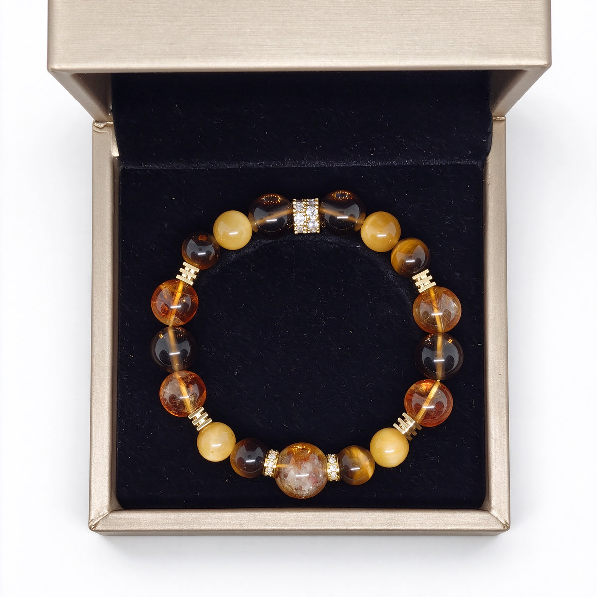 Natural Citrine and Tiger's Eye Bracelet Top View