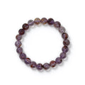 Natural 8mm purple phantom quartz beaded stretch bracelet on white background