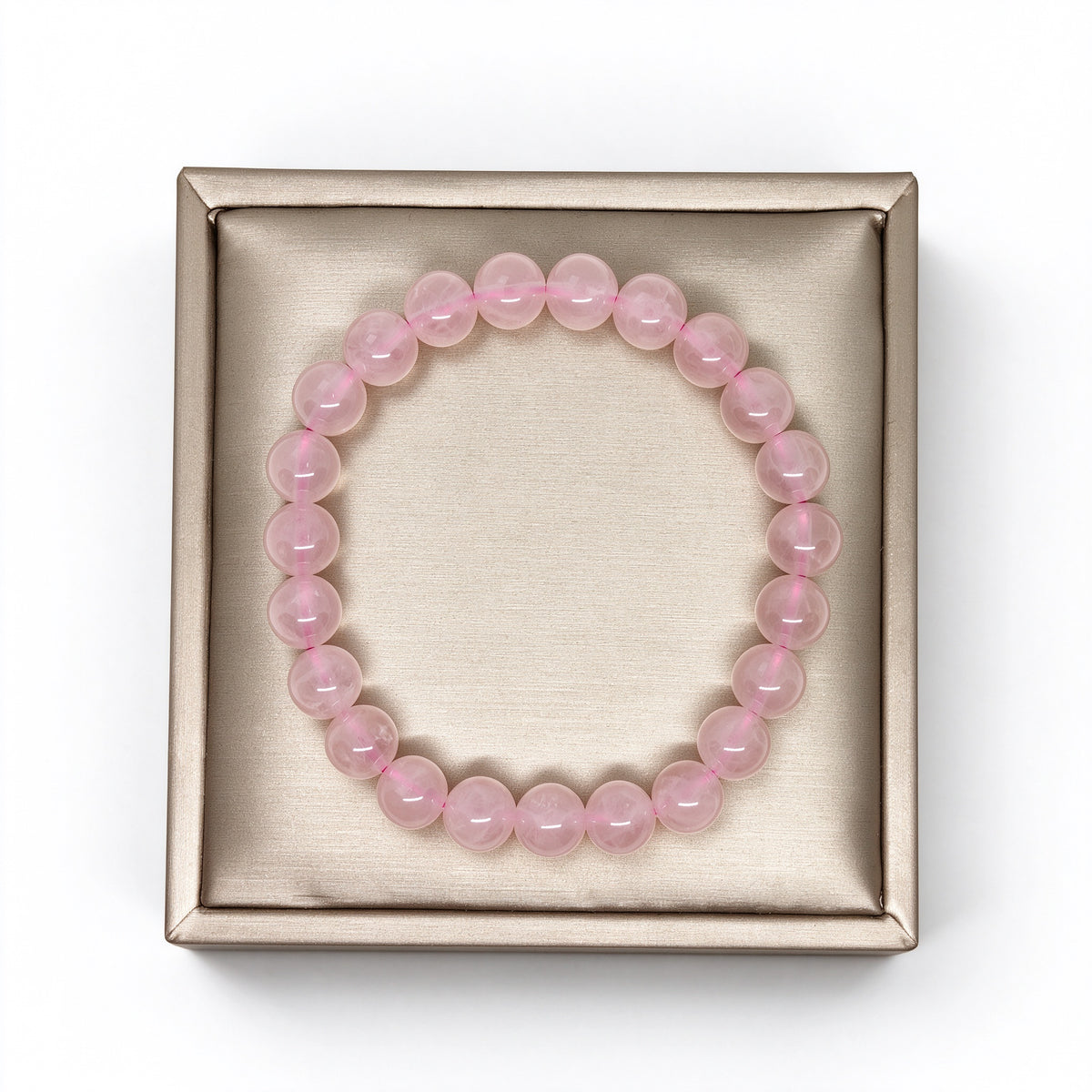 Madagascar Rose Quartz Beaded Bracelet Top View