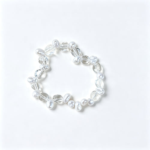 "Ice Wave" Baroque Pearl & Cut Crystal Bracelet