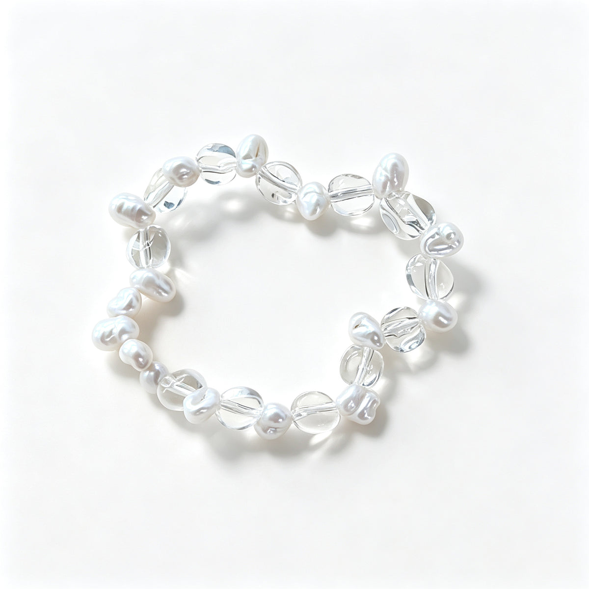 "Ice Wave" Baroque Pearl & Cut Crystal Bracelet