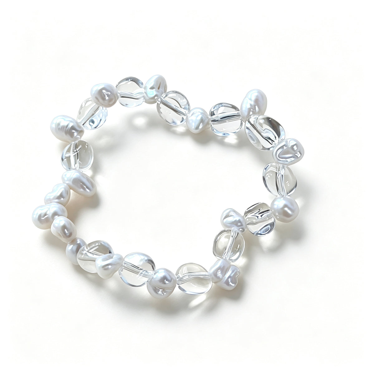 "Ice Wave" Baroque Pearl & Cut Crystal Bracelet