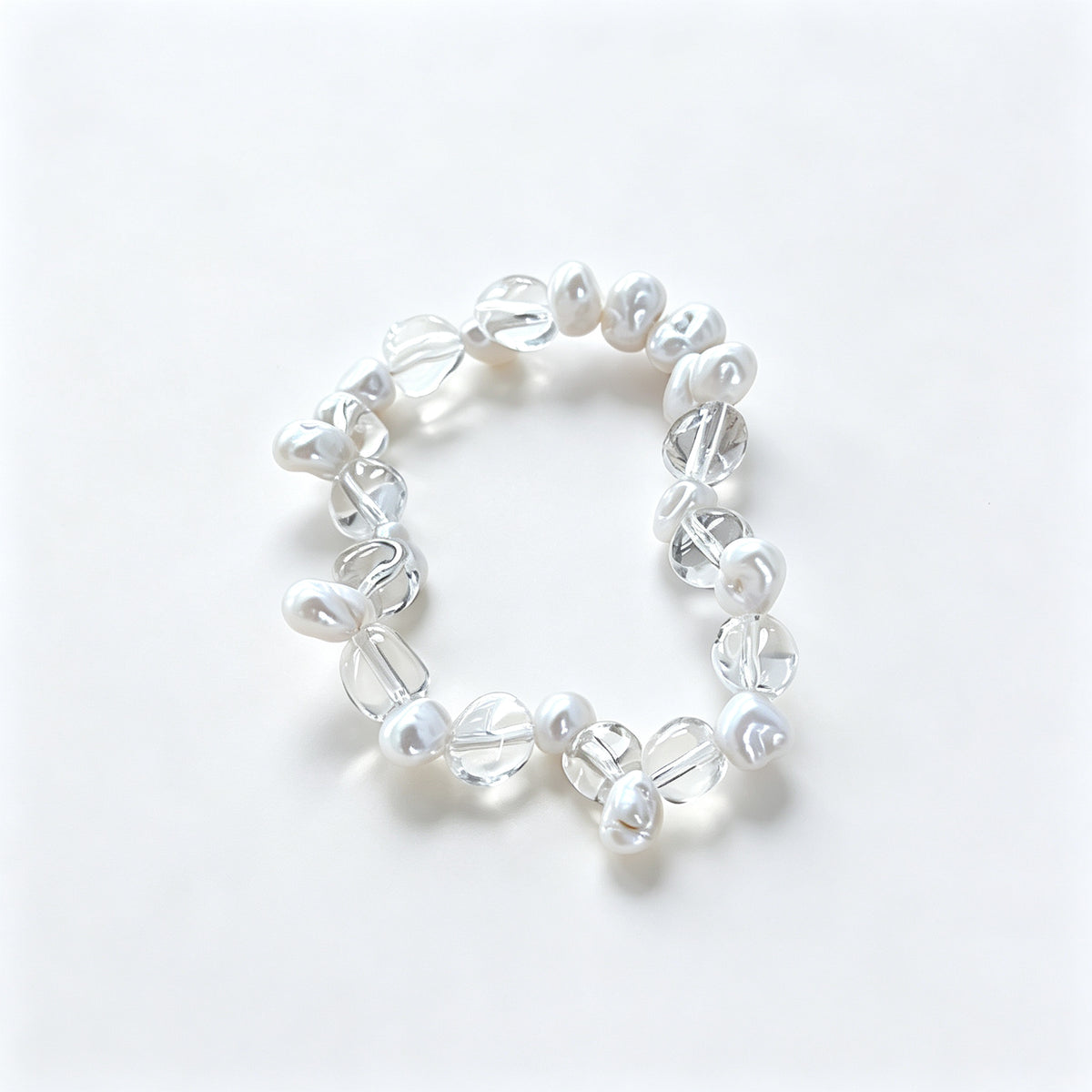 "Ice Wave" Baroque Pearl & Cut Crystal Bracelet