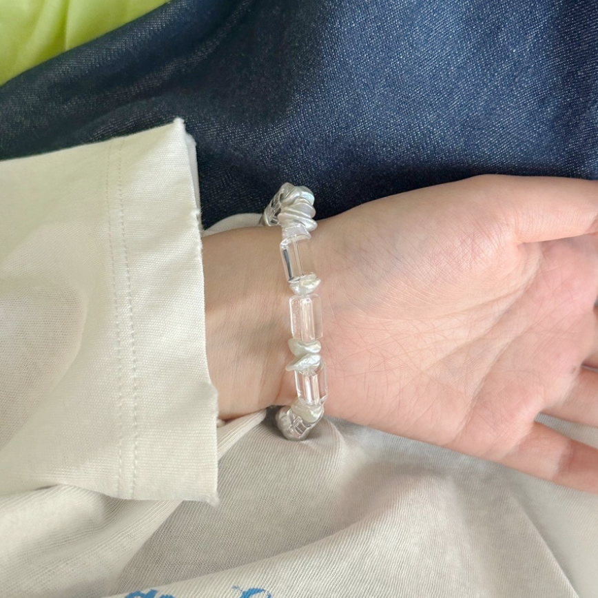 Baroque Pearl & Cut Crystal Stretch Bracelet