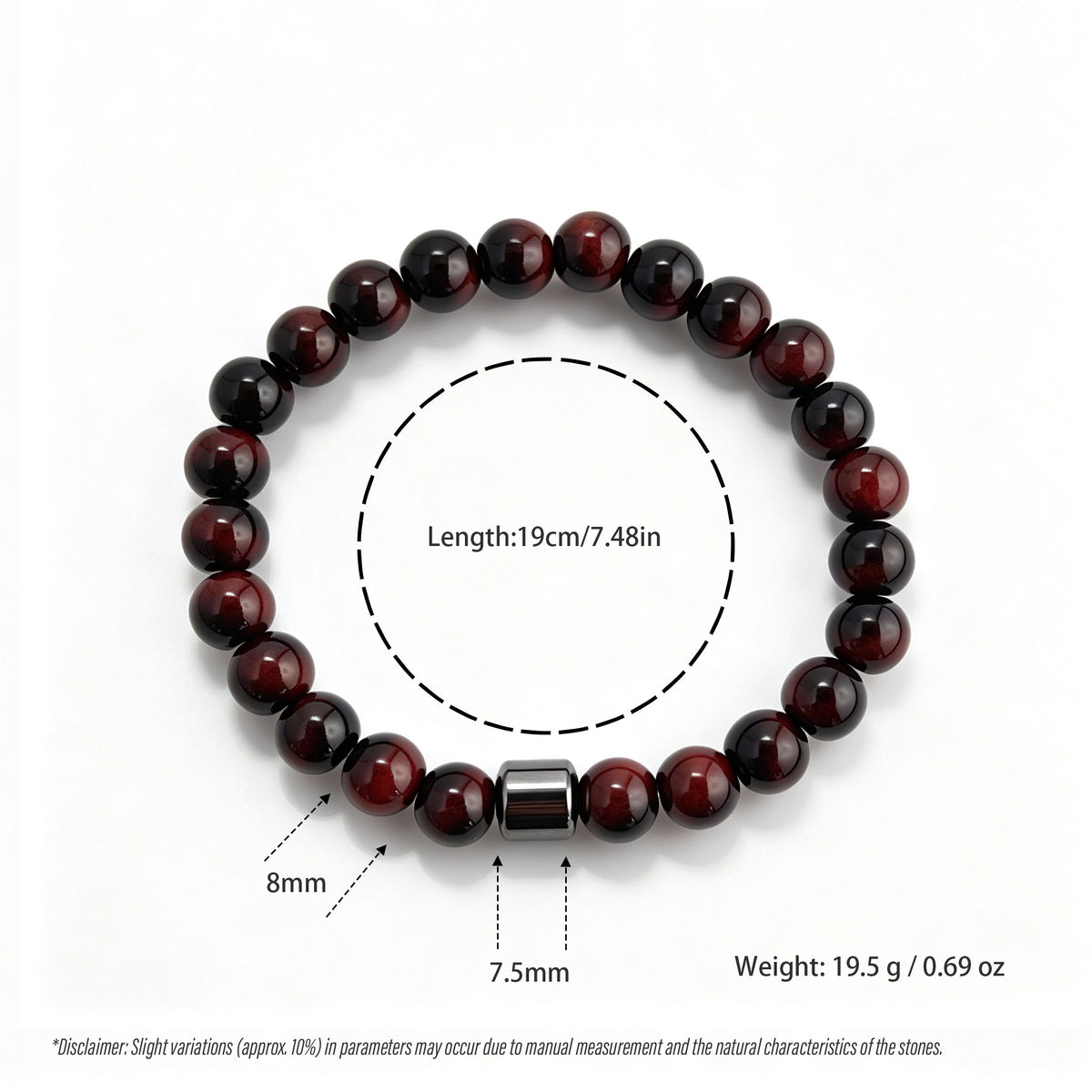 Red Tiger Eye & Hematite Stretch Bracelet (8mm)