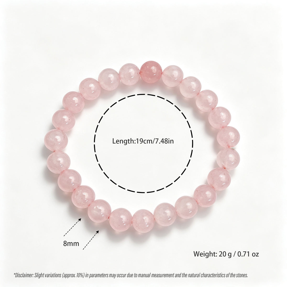 Rose Quartz Crystal Stretch Bracelet (8mm)