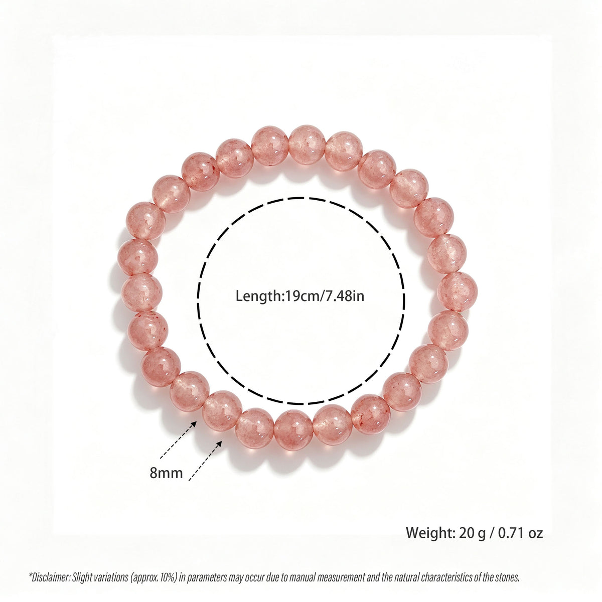 Strawberry Quartz Stretch Bracelet (8mm)